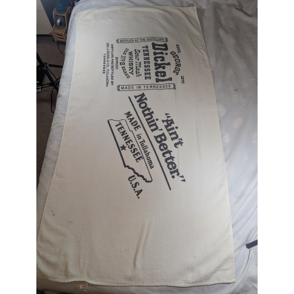 Vintage Beach Towel Advertising George Dickel Whisky Made In USA 57"x29"